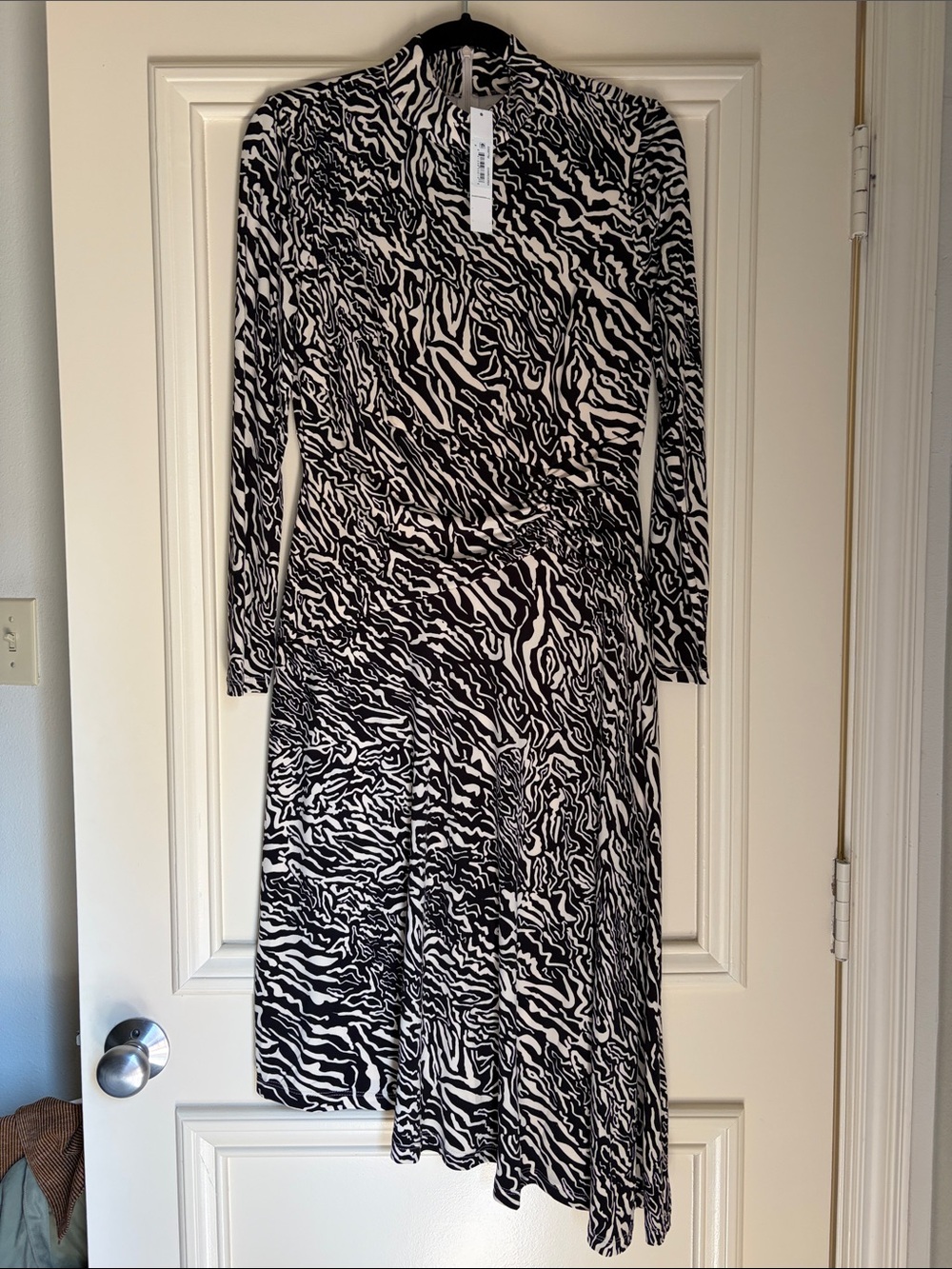 NWT Maggy London Black & White Zebra Print Wrap Dress